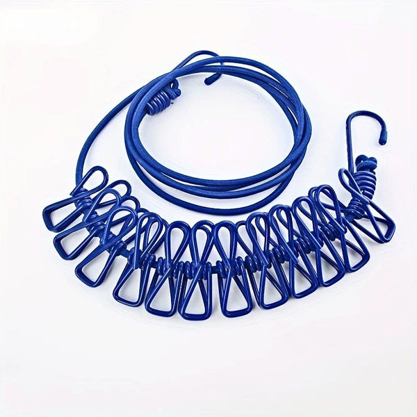 Planet Gates 1pc Portable Travel Clothesline, Retractable Camping Clothesline, Adjustable Clothesline With 12pcs Clips, Drying Clothes For Outdoor And Indoor, Home Supplies