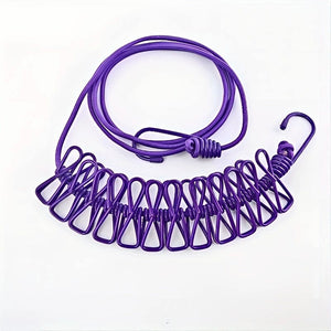 Planet Gates 1pc Portable Travel Clothesline, Retractable Camping Clothesline, Adjustable Clothesline With 12pcs Clips, Drying Clothes For Outdoor And Indoor, Home Supplies