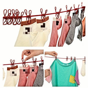 Planet Gates 1pc Portable Travel Clothesline, Retractable Camping Clothesline, Adjustable Clothesline With 12pcs Clips, Drying Clothes For Outdoor And Indoor, Home Supplies