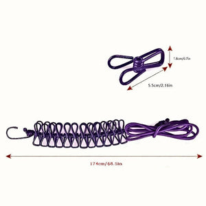 Planet Gates 1pc Portable Travel Clothesline, Retractable Camping Clothesline, Adjustable Clothesline With 12pcs Clips, Drying Clothes For Outdoor And Indoor, Home Supplies