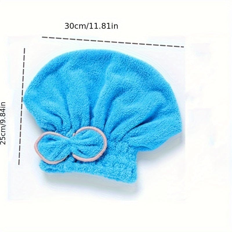 Planet Gates 1pc Quick Drying Shower Caps For Women, Coral Velvet Microfiber Hair Towel With Bowknot Wrap, Perfect For Bathroom And Salon Use, Bathroom Supplies, Bathroom Accessories