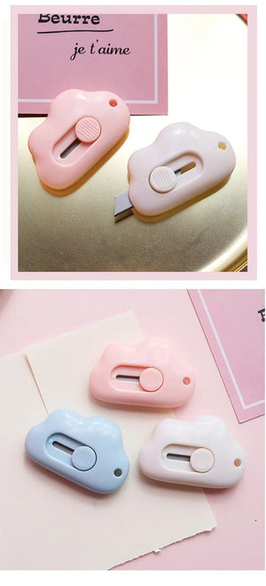 Planet Gates 1pc random A Cute Rabbit Cloud Color Mini Portable Utility Knife Paper Cutter Cutting Paper Razor Blade Office Stationery Cutting Supplies