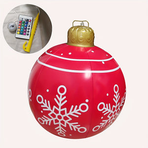 Planet Gates 1pc Red 1pc Christmas Snowflake Inflatable Ball, 60.96cm PVC Inflatable Christmas Decorative Ball For Outdoor Garden Lawn Patio Yard Art Decor
