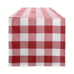 Planet Gates 1pc Red And White Gingham Table Runner, 13×72 Inch Red Buffalo Check Table Cloth Runner For Farmhouse Rustic, 4th Of July Patriotic Christmas Wedding Outdoor Picnic Camping Party Table Decoration