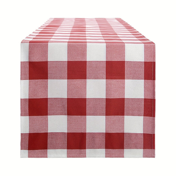 Planet Gates 1pc Red And White Gingham Table Runner, 13×72 Inch Red Buffalo Check Table Cloth Runner For Farmhouse Rustic, 4th Of July Patriotic Christmas Wedding Outdoor Picnic Camping Party Table Decoration