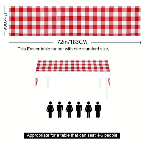 Planet Gates 1pc Red And White Gingham Table Runner, 13×72 Inch Red Buffalo Check Table Cloth Runner For Farmhouse Rustic, 4th Of July Patriotic Christmas Wedding Outdoor Picnic Camping Party Table Decoration