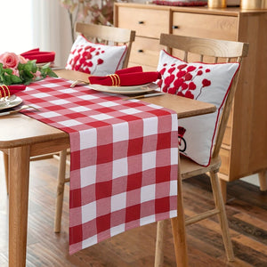 Planet Gates 1pc Red And White Gingham Table Runner, 13×72 Inch Red Buffalo Check Table Cloth Runner For Farmhouse Rustic, 4th Of July Patriotic Christmas Wedding Outdoor Picnic Camping Party Table Decoration