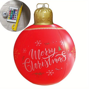 Planet Gates 1pc Red(Merry Christmas) 1pc Christmas Snowflake Inflatable Ball, 60.96cm PVC Inflatable Christmas Decorative Ball For Outdoor Garden Lawn Patio Yard Art Decor