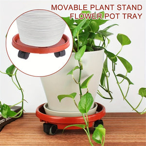 Planet Gates 1pc, Removable Plant Stand Flower Pot Tray With Universal Wheel Heavy Rolling Flower Pot Rack Indoor And Outdoor Balcony Gardening Tools, Flower Pot Tray Brick Red Thickened Resin Tray Universal Wheel