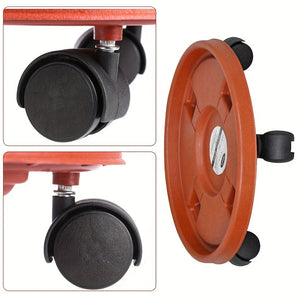 Planet Gates 1pc, Removable Plant Stand Flower Pot Tray With Universal Wheel Heavy Rolling Flower Pot Rack Indoor And Outdoor Balcony Gardening Tools, Flower Pot Tray Brick Red Thickened Resin Tray Universal Wheel