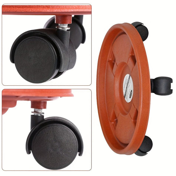 Planet Gates 1pc, Removable Plant Stand Flower Pot Tray With Universal Wheel Heavy Rolling Flower Pot Rack Indoor And Outdoor Balcony Gardening Tools, Flower Pot Tray Brick Red Thickened Resin Tray Universal Wheel