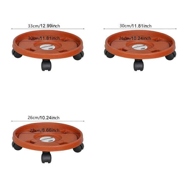 Planet Gates 1pc, Removable Plant Stand Flower Pot Tray With Universal Wheel Heavy Rolling Flower Pot Rack Indoor And Outdoor Balcony Gardening Tools, Flower Pot Tray Brick Red Thickened Resin Tray Universal Wheel