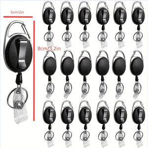 Planet Gates 1pc Retractable Badge Holder With Carabiner Reel Holder, Bulk ID Card Key Fob With Loop, Heavy Duty Black Key Chain Extender For Office Working Employees