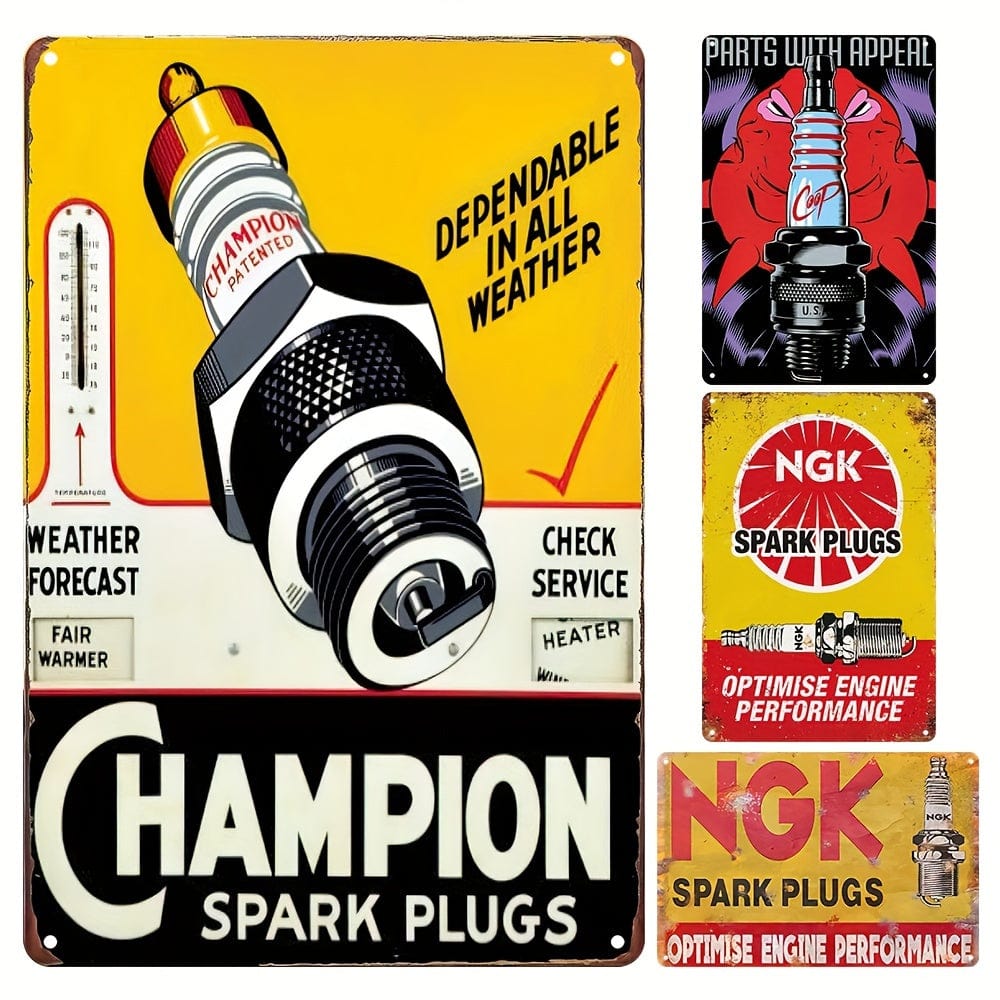 Planet Gates 1pc Retro Metal Tin Sign, Spark Plug Metal Sign, Iron Painting, Wall Art Decor, Vintage Kitchen Garage Cafe Bar Pub Living Room Wall Decor Plaque
