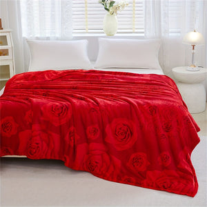 Planet Gates 1pc Rose Pattern Bed Blanket, Soft Comfortable Blanket For Sofa Office Bed Camping Travelling, Valentine's Day Gift Blanket
