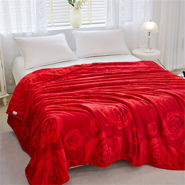 Planet Gates 1pc Rose Pattern Bed Blanket, Soft Comfortable Blanket For Sofa Office Bed Camping Travelling, Valentine's Day Gift Blanket