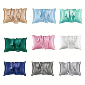 Planet Gates 1pc Satin Solid Color Pillowcase, Soft Pillow Cover With Envelope Closure For Bedroom, Bedding Supplies, Without Filler