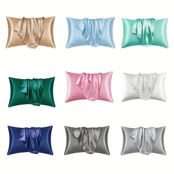 Planet Gates 1pc Satin Solid Color Pillowcase, Soft Pillow Cover With Envelope Closure For Bedroom, Bedding Supplies, Without Filler