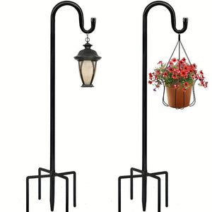 Planet Gates 1pc Shepherd Hooks 63 Inche High 2.54/7.62cm Thick Adjustable Rust Resistant Shepards Hooks For Outdoor Solar Lights, Lanterns, Flower Basket, Bird Feeder