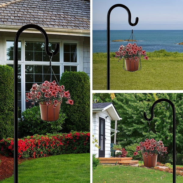 Planet Gates 1pc Shepherd Hooks 63 Inche High 2.54/7.62cm Thick Adjustable Rust Resistant Shepards Hooks For Outdoor Solar Lights, Lanterns, Flower Basket, Bird Feeder