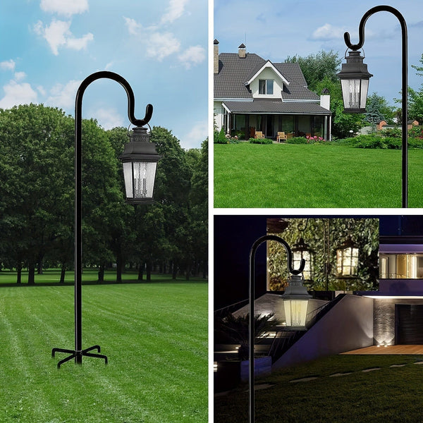 Planet Gates 1pc Shepherd Hooks 63 Inche High 2.54/7.62cm Thick Adjustable Rust Resistant Shepards Hooks For Outdoor Solar Lights, Lanterns, Flower Basket, Bird Feeder