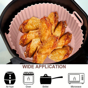 Planet Gates 1pc Silicone Air Fryer Liners, Round Food Safe Non Stick Air Fryer Basket, Reusable Replacement Of Flammable Parchment Liner Paper Fits Air Fryer Accessories