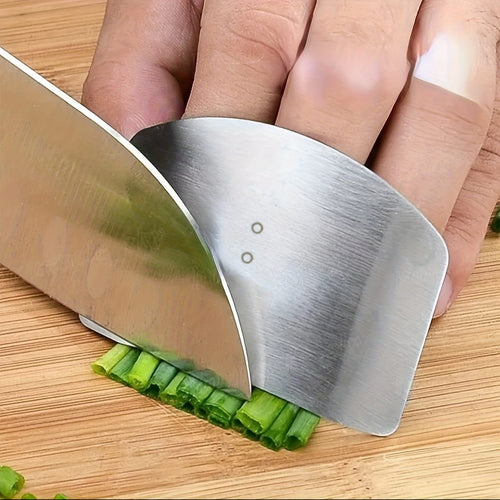 Planet Gates 1PC Silver 1pc, Finger Protector, Stainless Steel Hand Finger Guard, Metal Hand Finger Guard For Slicing, Reusable Kitchen Finger Guard, Cutting Protector, Safety Cutting Tools Kitchen Accessaries, Kitchen Tool, Back To School Supplies