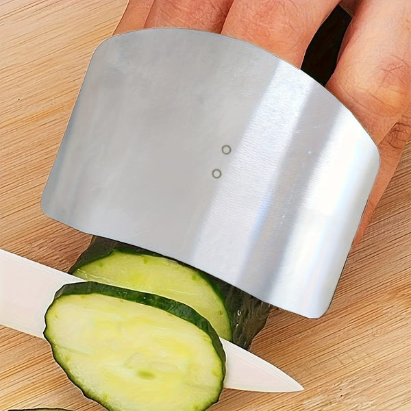 Planet Gates 1PC Silver 1pc, Finger Protector, Stainless Steel Hand Finger Guard, Metal Hand Finger Guard For Slicing, Reusable Kitchen Finger Guard, Cutting Protector, Safety Cutting Tools Kitchen Accessaries, Kitchen Tool, Back To School Supplies