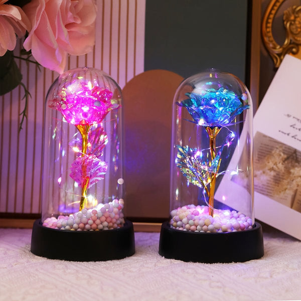 Planet Gates 1pc Simulated Golden Leaf Rose Flower Decorative Night Lamp, Creative Flower Light For Indoor Desktop/Bedside Decoration With Battery, Perfect Roses Gift For Valentine's Day, Mother's Day, Weddings Anniversary