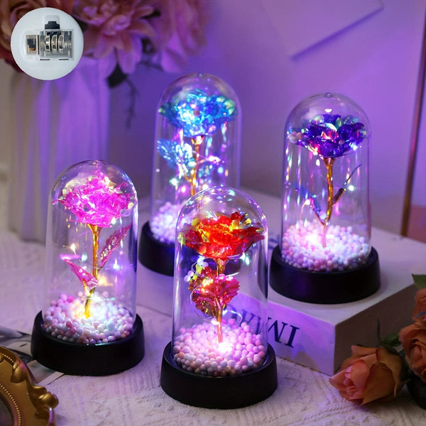 Planet Gates 1pc Simulated Golden Leaf Rose Flower Decorative Night Lamp, Creative Flower Light For Indoor Desktop/Bedside Decoration With Battery, Perfect Roses Gift For Valentine's Day, Mother's Day, Weddings Anniversary