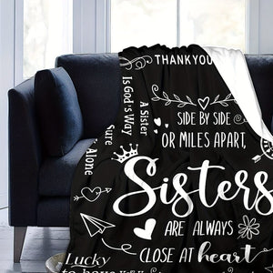 Planet Gates 1pc Slogan Print Blanket, Black Flannel Blanket Gift For Sister, Soft Cozy Throw Blanket For Sofa Bed Couch Camping Office Travel