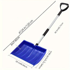 Planet Gates 1pc, Snow Shovel, 123.19 Cm Large Capacity Snow Shovel With D-Grip, Non-Slip Sponge And Durable Aluminum Blade For Car Driveway, 40.64*123.19 Cm (Blue)(Red)(Black)