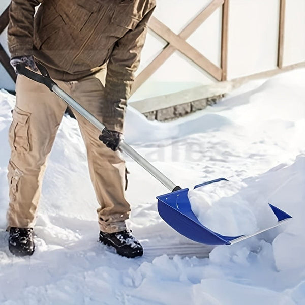 Planet Gates 1pc, Snow Shovel, 123.19 Cm Large Capacity Snow Shovel With D-Grip, Non-Slip Sponge And Durable Aluminum Blade For Car Driveway, 40.64*123.19 Cm (Blue)(Red)(Black)