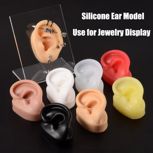 Planet Gates 1PC Soft Ear Silicone Piercing Model Tattoo Practice Tools Earring Jewelry Display Acrylic Display Stand Kit Hot Sale