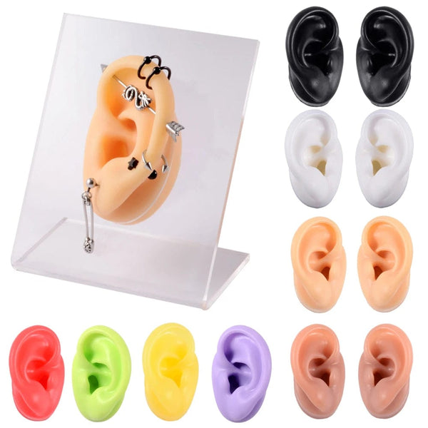 Planet Gates 1PC Soft Ear Silicone Piercing Model Tattoo Practice Tools Earring Jewelry Display Acrylic Display Stand Kit Hot Sale