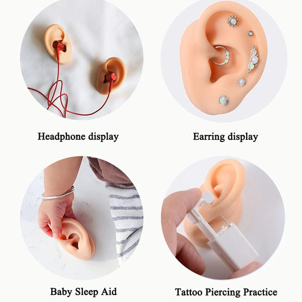 Planet Gates 1PC Soft Ear Silicone Piercing Model Tattoo Practice Tools Earring Jewelry Display Acrylic Display Stand Kit Hot Sale