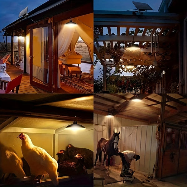 Planet Gates 1pc Solar Pendant Light, Outdoor Waterproof LED Lamp, Double-head Chandelier Decorations With Remote Control For Indoor Shed Barn Room