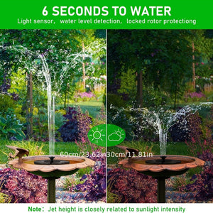 Planet Gates 1pc Solar Powered Water Fountain, Solar Fountain Bird Bath Pump With 6 Nozzles, Free Standing Portable Floating Solar Powered Water Fountain Pump For Garden, Pond, Pool, Outdoor And Backyard, 1.5W