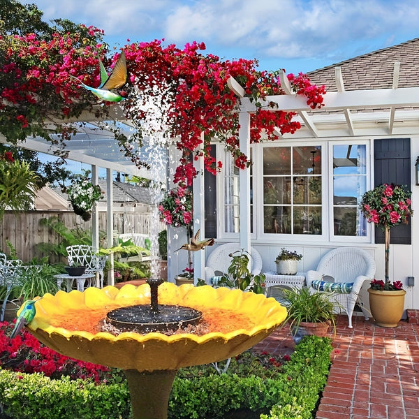 Planet Gates 1pc Solar Powered Water Fountain, Solar Fountain Bird Bath Pump With 6 Nozzles, Free Standing Portable Floating Solar Powered Water Fountain Pump For Garden, Pond, Pool, Outdoor And Backyard, 1.5W