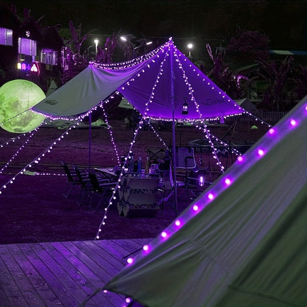 Planet Gates 1pc Solar Purple Bubble Ball String Light, 8 Functions, Ball Diameter 1.7cm/0.67inch, Halloween Decorative Lights, Festival Atmosphere Lamp, 1 String, 5 Meters And 20 Lights Or 6.5 Meters And 30 Lights
