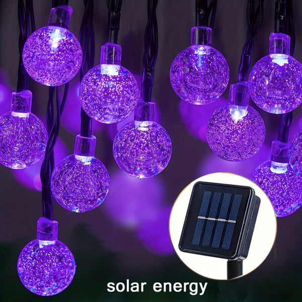 Planet Gates 1pc Solar Purple Bubble Ball String Light, 8 Functions, Ball Diameter 1.7cm/0.67inch, Halloween Decorative Lights, Festival Atmosphere Lamp, 1 String, 5 Meters And 20 Lights Or 6.5 Meters And 30 Lights