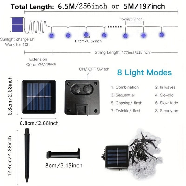 Planet Gates 1pc Solar Purple Bubble Ball String Light, 8 Functions, Ball Diameter 1.7cm/0.67inch, Halloween Decorative Lights, Festival Atmosphere Lamp, 1 String, 5 Meters And 20 Lights Or 6.5 Meters And 30 Lights