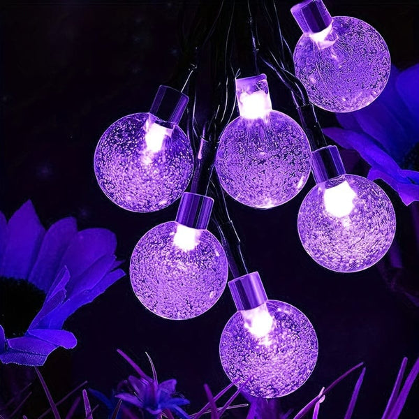 Planet Gates 1pc Solar Purple Bubble Ball String Light, 8 Functions, Ball Diameter 1.7cm/0.67inch, Halloween Decorative Lights, Festival Atmosphere Lamp, 1 String, 5 Meters And 20 Lights Or 6.5 Meters And 30 Lights