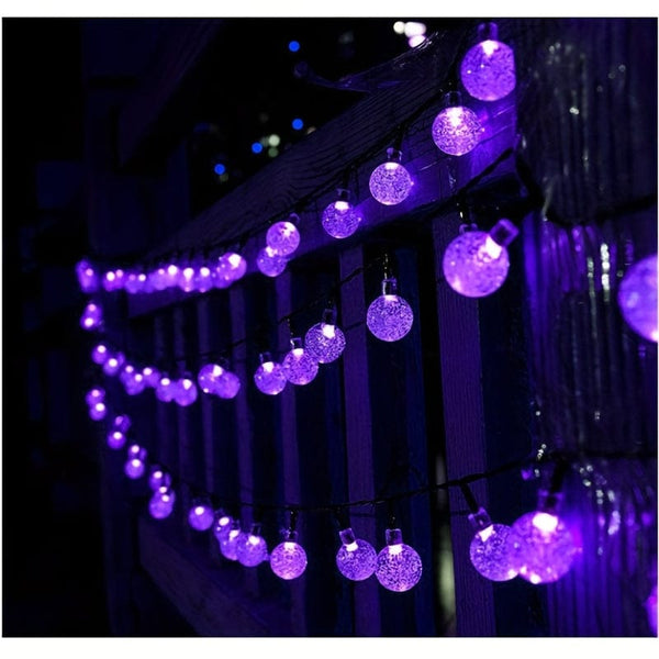 Planet Gates 1pc Solar Purple Bubble Ball String Light, 8 Functions, Ball Diameter 1.7cm/0.67inch, Halloween Decorative Lights, Festival Atmosphere Lamp, 1 String, 5 Meters And 20 Lights Or 6.5 Meters And 30 Lights
