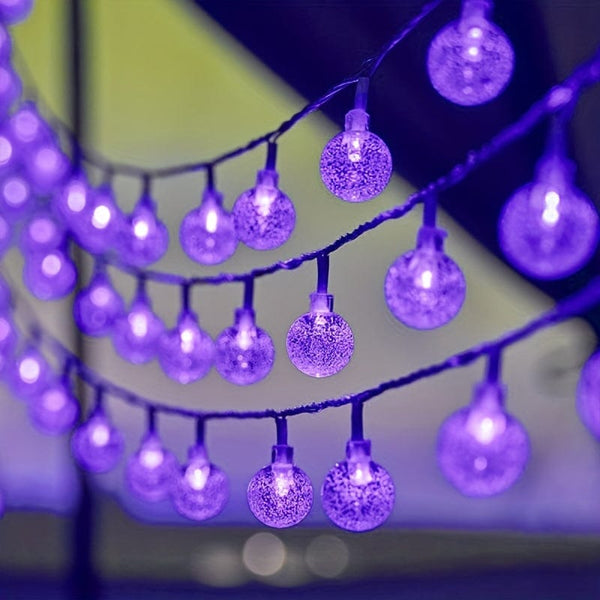 Planet Gates 1pc Solar Purple Bubble Ball String Light, 8 Functions, Ball Diameter 1.7cm/0.67inch, Halloween Decorative Lights, Festival Atmosphere Lamp, 1 String, 5 Meters And 20 Lights Or 6.5 Meters And 30 Lights