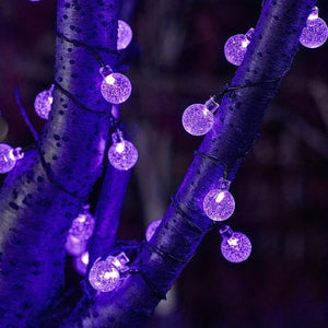 Planet Gates 1pc Solar Purple Bubble Ball String Light, 8 Functions, Ball Diameter 1.7cm/0.67inch, Halloween Decorative Lights, Festival Atmosphere Lamp, 1 String, 5 Meters And 20 Lights Or 6.5 Meters And 30 Lights