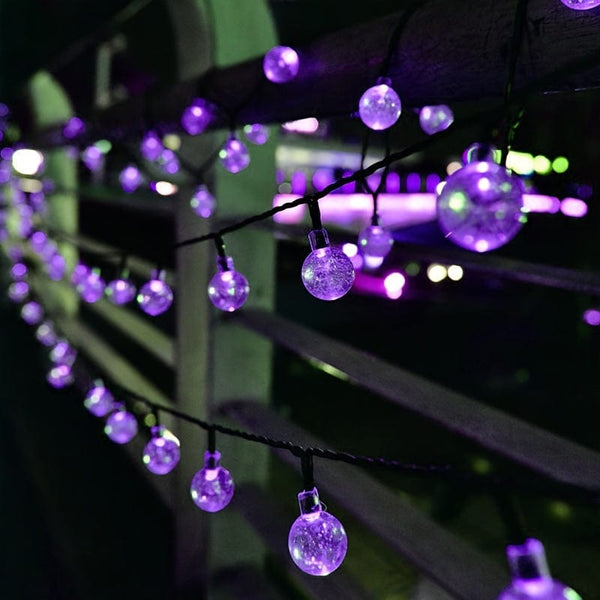 Planet Gates 1pc Solar Purple Bubble Ball String Light, 8 Functions, Ball Diameter 1.7cm/0.67inch, Halloween Decorative Lights, Festival Atmosphere Lamp, 1 String, 5 Meters And 20 Lights Or 6.5 Meters And 30 Lights