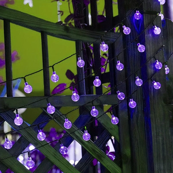 Planet Gates 1pc Solar Purple Bubble Ball String Light, 8 Functions, Ball Diameter 1.7cm/0.67inch, Halloween Decorative Lights, Festival Atmosphere Lamp, 1 String, 5 Meters And 20 Lights Or 6.5 Meters And 30 Lights