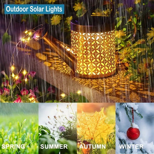 Planet Gates 1pc Solar Watering Can Light, Garden Decorations, Outdoor Shower Lights, Large Retro Metal Lantern Hanging Star Flashing LED Fairy Art Decorative Light, Halloween Decorations Lights Outdoor, For Outside Walkway Garden Patio