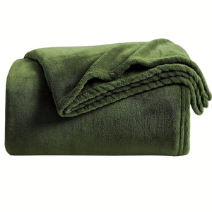 Planet Gates 1pc Solid Color Flannel Blanket, Warm Cozy Soft Bed Blanket For Couch Bed Sofa